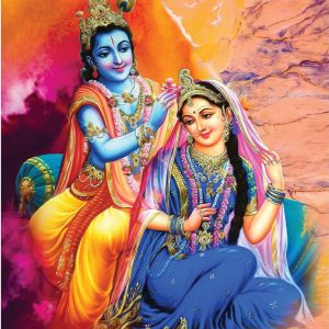 Radha Krishna With Flute B Handpainted paintings on Canvas Wall Art Painting (Without Frame)