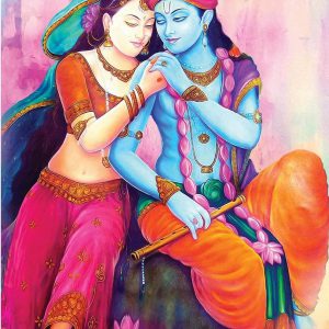 Radha Krishna With Flute C Handpainted Paintings