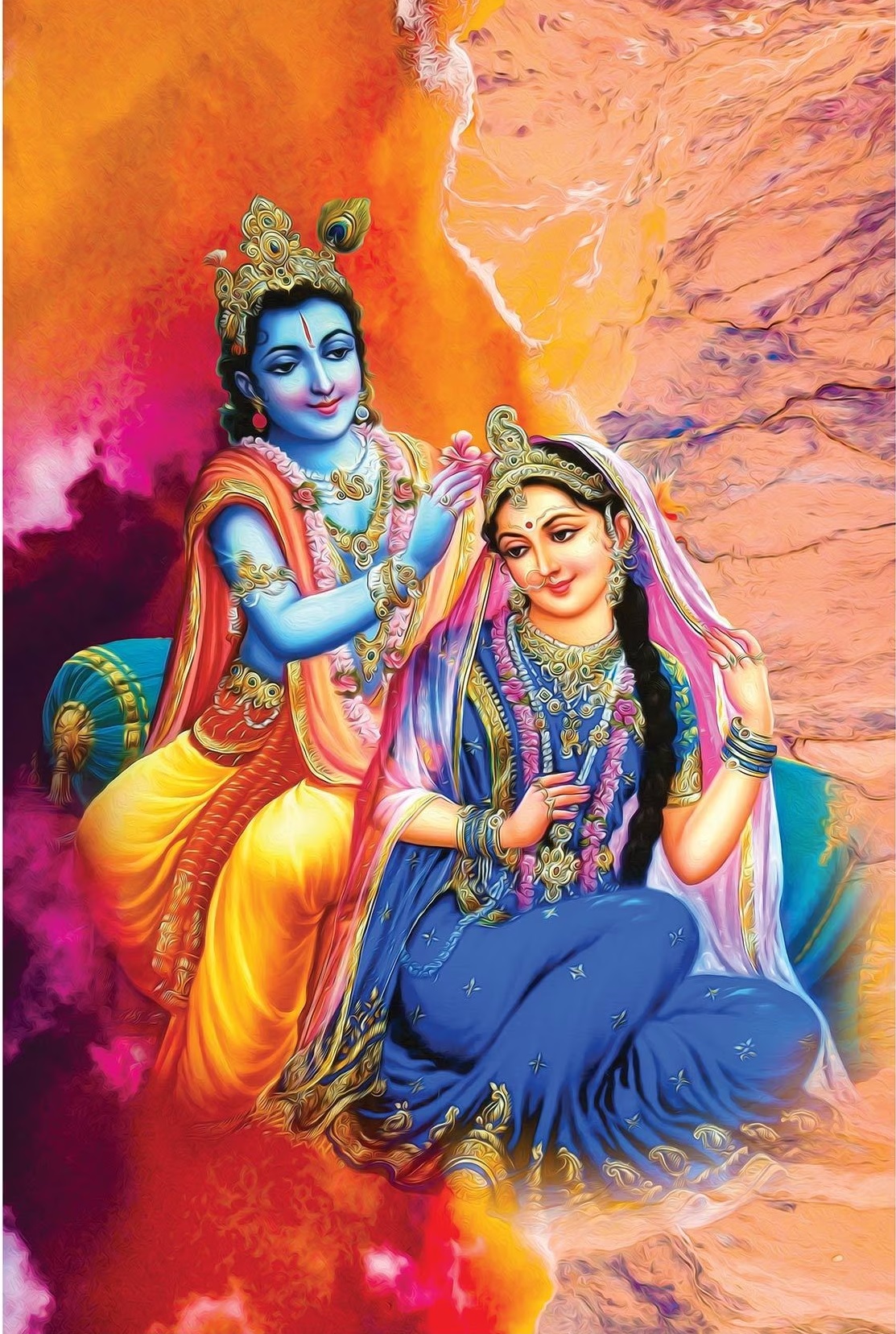 Radha Krishna With Flute