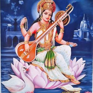 Devi Saraswati Handpainted paintings on Canvas Painting (Without Frame)