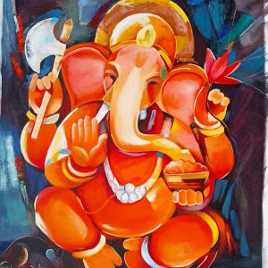 Lord Ganesha AA Hand Painted Painting On Canvas (Without Frame)