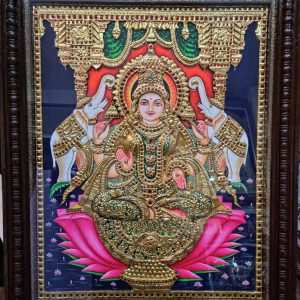 GAJA Lakshmi Antique Finish SEMI Embossed TANJORE Painting with Frame New