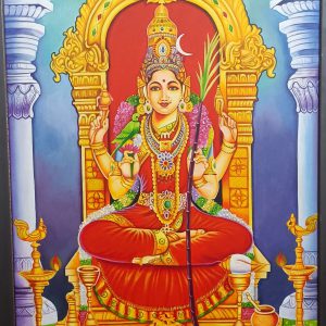 Divine Kamakshi Amman Handpainted paintings on Canvas Painting (Without Frame)
