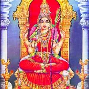 Divine Kamakshi Amman Handpainted paintings on Canvas Painting (Without Frame)