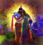 Radha Krishna Love Art: An Eternal Love Story Hand Painted On Canvas (Without Frame)