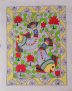Floating fishes A Madhubani Painting Hand Painted Painting On Canvas Without Frame