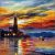 Graffiti Art Sailboat Aesthetic Landscape Canvas Painting poster And Print On Canvas B (Without Frame)