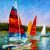 Graffiti Art Sailboat Aesthetic Landscape Canvas Painting poster And Print On Canvas P (Without Frame)
