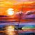 Graffiti Art Sailboat Aesthetic Landscape Canvas Painting poster And Print On Canvas J (Without Frame)