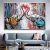 Graffiti Butterfly Ears Elephant Canvas Painting Print Poster Couple Wall Art Picture No Frame