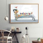 Funny Dachshund Oil Painting Hand-Painted on Canvas Painting (Without Frame)