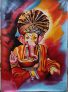 Lord Ganesha Hand Painted Painting On Canvas I (Without Frame)