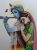 Lord krishna Playing flute With Radha Hand Painted Painting On Canvas (Without Frame)