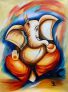 New Ganesha AB Handpainted paintings on Canvas Wall Art Painting (Without Frame)