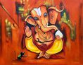 New Ganesha Y Handpainted paintings on Canvas Wall Art Painting (Without Frame)