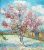 PINK PEACH TREES Handpainted Painting on Canvas Wall Art Painting (Without Frame)