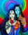 Radha Krishna Hand Painted Painting On Canvas W (Without Frame)