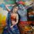 Radha Krishna Love Forever Z Oil Painting Handpainted on Canvas (Without Frame)