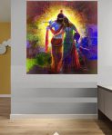Radha Krishna Love Art: An Eternal Love Story Hand Painted On Canvas (Without Frame)