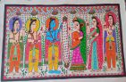 Ram Sita Jaimaal Madhubani Painting Hand Painted Painting On Canvas Without Frame