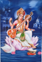 Devi Saraswati Handpainted paintings on Canvas Painting (Without Frame)