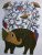 The Elephant And Birds On Plant Gond Painting Handmade on paper (without frame)