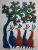 The Four Peacock And Plant Gond Painting Handmade on paper (without frame)