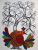 The Peacock And Black&White Plant Gond Painting Handmade on paper (without frame)