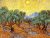 OLIVE TREES WITH YELLOW SKY AND SUN Handpainted Painting on Canvas Wall Art Painting (Without Frame)